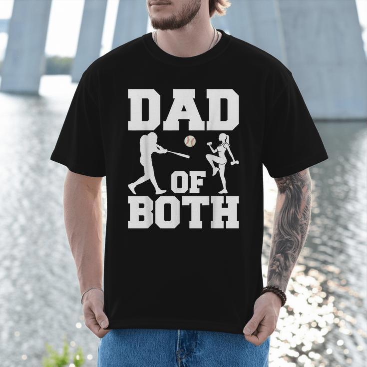 Dad Of Both Gymnastics Baseball Dad Men T-Shirt Dad Of Both Gymnastics Baseball Dad Men T-Shirt
