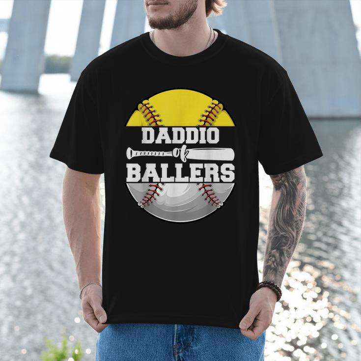 Daddio Of Ballers Softball Baseball Dad Men T-Shirt