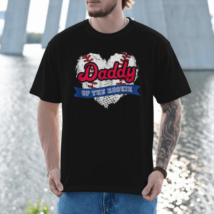Daddy Of The Rookie Baseball Dad Retro Love Heart Birthday Men T-Shirt