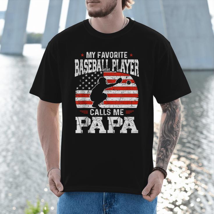 My Favorite Baseball Player Calls Me Papa Baseball Dad Men T-Shirt My Favorite Baseball Player Calls Me Papa Baseball Dad Men T-Shirt