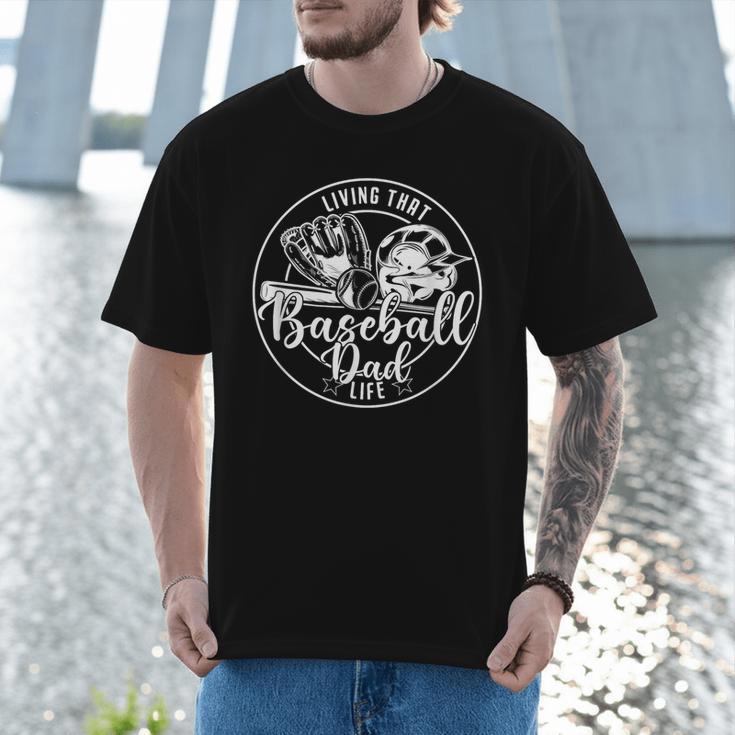 Football Living That Baseball Dad Life Game Day Sport Men T-Shirt
