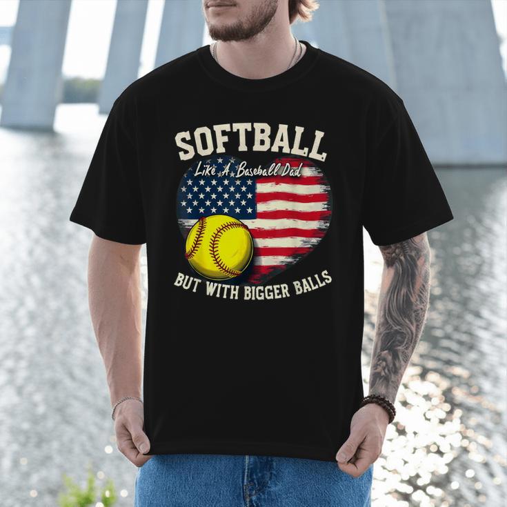 Patriotic US Flag Softball Dad Like A Baseball Dad Men T-Shirt Patriotic US Flag Softball Dad Like A Baseball Dad Men T-Shirt