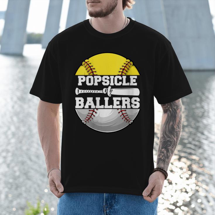 Popsicle Of Ballers Softball Baseball Dad Men T-Shirt Popsicle Of Ballers Softball Baseball Dad Men T-Shirt