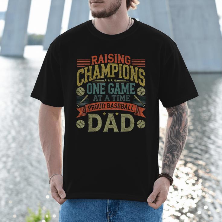 Raising Champions One Game At A Time Proud Baseball Dad Men T-Shirt