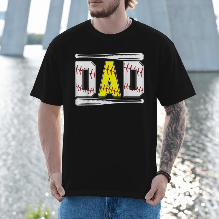 Softball Baseball Dad Of Ballers Baseball Softball Dad Men T-Shirt
