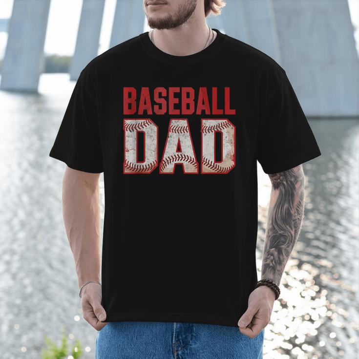 Vintage Baseball Dad Father Tee Player Fan Baseball Ball Men T-Shirt