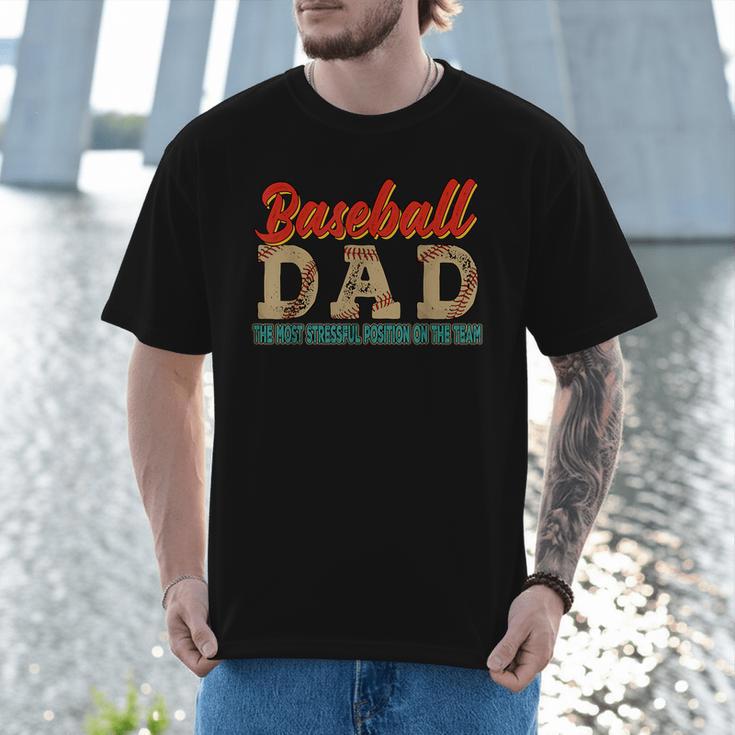 Vintage Baseball Dad Most Stressful Position On The Team Men T-Shirt Vintage Baseball Dad Most Stressful Position On The Team Men T-Shirt