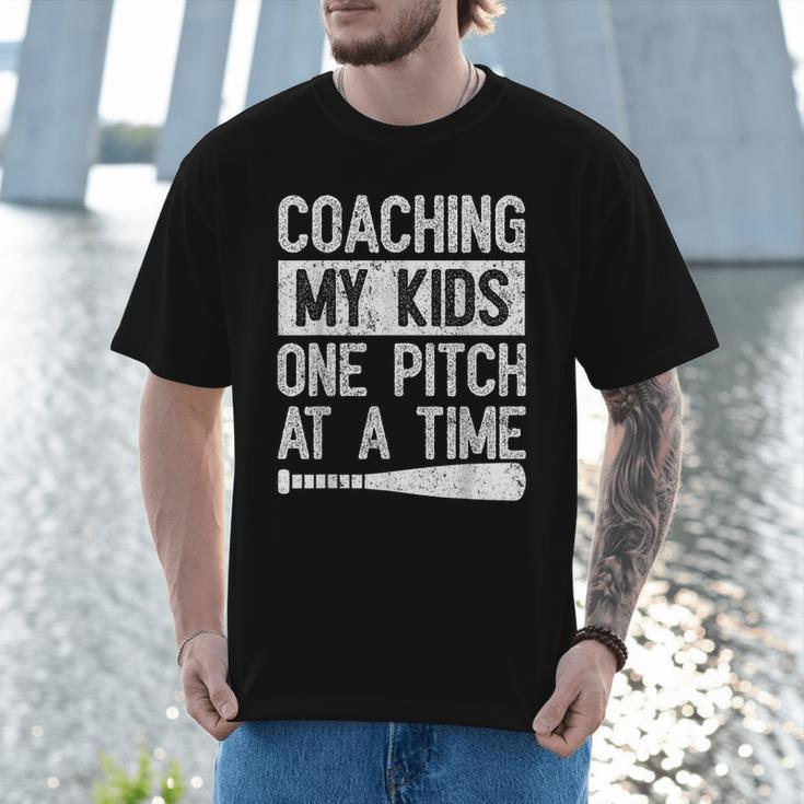 Vintage Coaching My Kids One Pitch At A Time Baseball Dad Men T-Shirt
