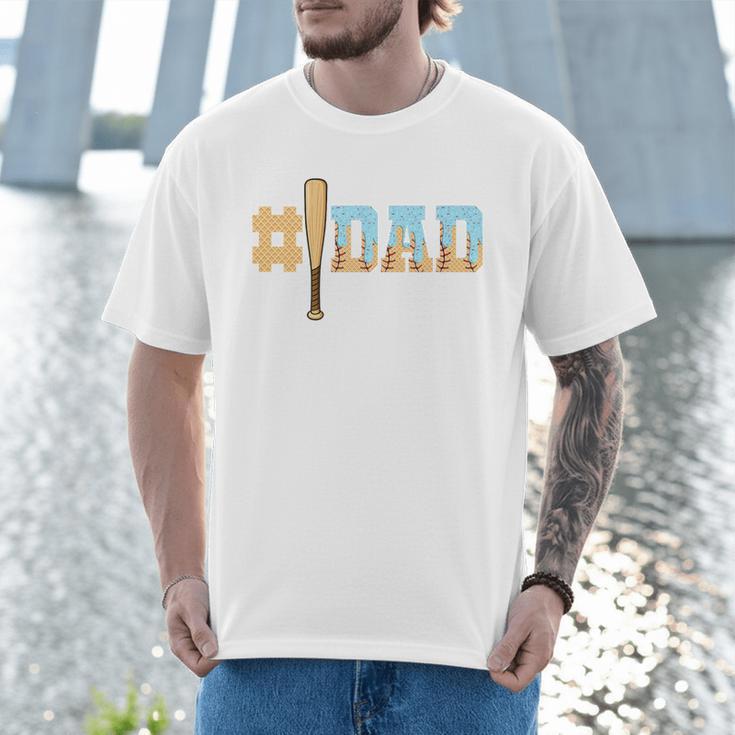 1 Dad Baseball Ice Cream Drip Fathers Day Baseball Daddy Premium Men T-Shirt
