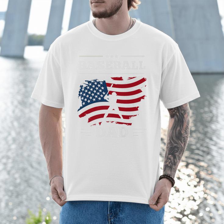 Baseball DAD American Flag Patriotic Father's Day Premium Men T-Shirt