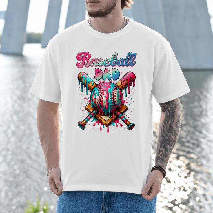 Baseball Dad Game Day Vibes Ice Cream Drip Baseball Daddy Men T-Shirt Baseball Dad Game Day Vibes Ice Cream Drip Baseball Daddy Men T-Shirt