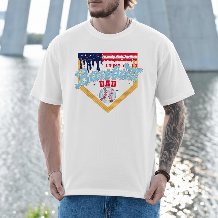 Baseball Dad Ice Cream Drip Father American Flag 4th Of July Men T-Shirt Baseball Dad Ice Cream Drip Father American Flag 4th Of July Men T-Shirt