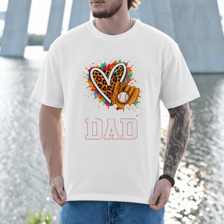 Baseball Dad Leopard Heart Colorful Premium Men T-Shirt Baseball Dad Leopard Heart Colorful Premium Men T-Shirt