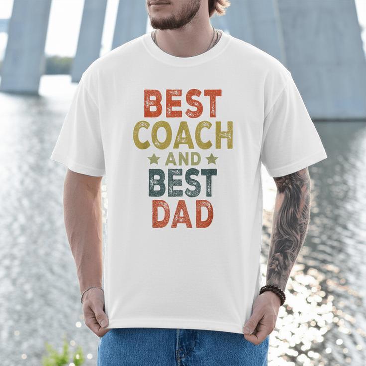 Baseball Dad For Men Vintage Best Coach And Best Dad Men T-Shirt