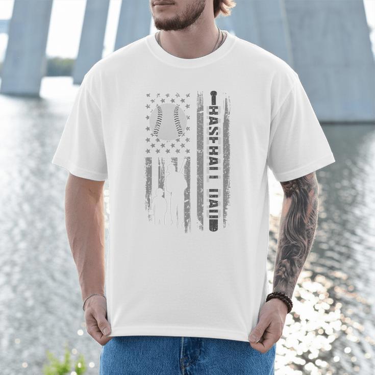 Baseball Dad Silhouette Bat Flag Stars Premium Men T-Shirt Baseball Dad Silhouette Bat Flag Stars Premium Men T-Shirt