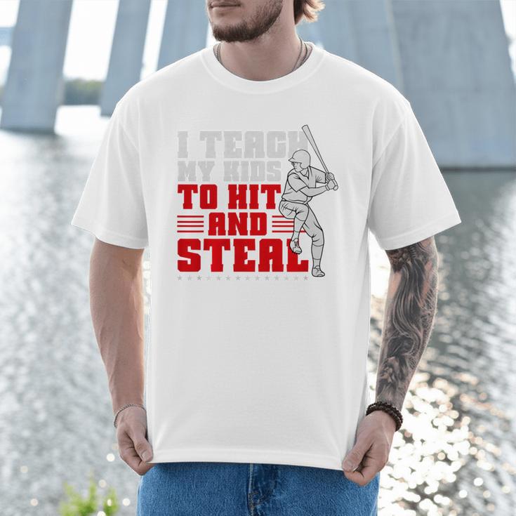 Baseball Dad Teach Kids Hit And Steal Softball Game Premium Tri-Blend Men T-Shirt Baseball Dad Teach Kids Hit And Steal Softball Game Premium Tri-Blend Men T-Shirt