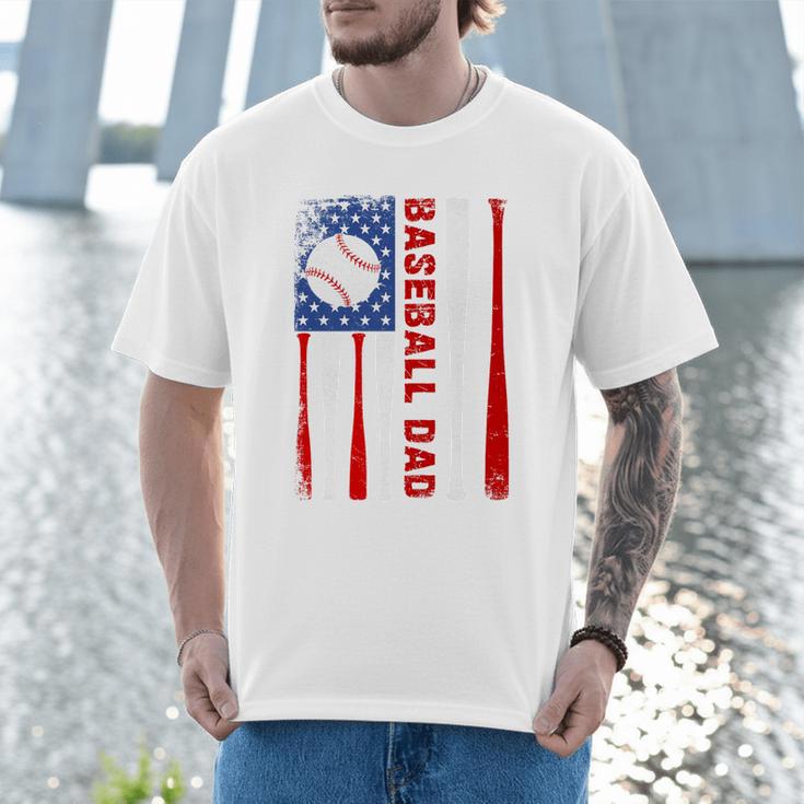 Baseball Dad USA American Flag Father's Day 4th Of July Premium Men T-Shirt Baseball Dad USA American Flag Father's Day 4th Of July Premium Men T-Shirt
