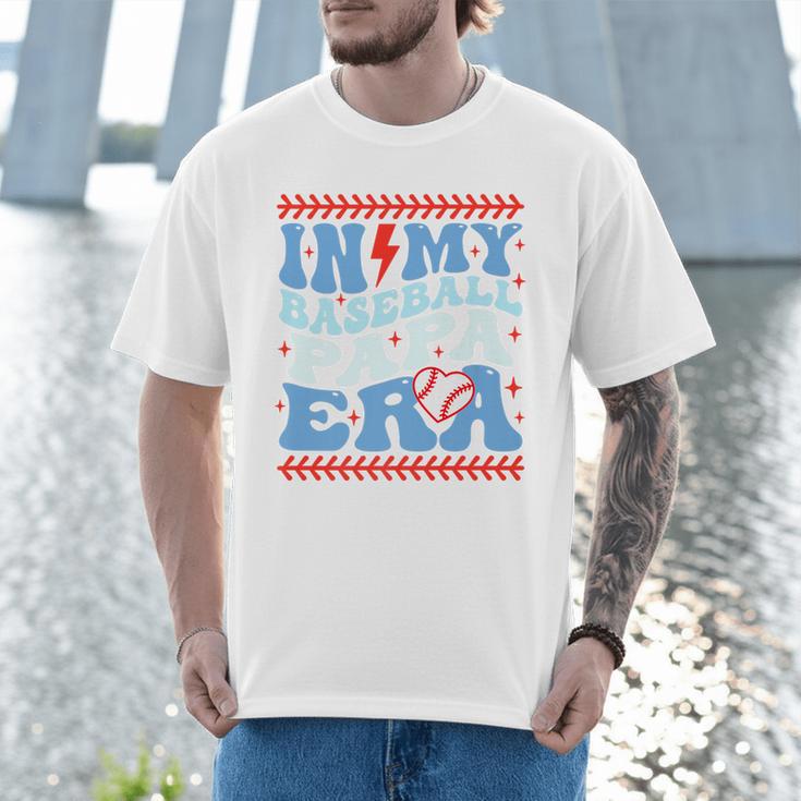 In My Baseball Papa Era Groovy Baseball Dad Family Matching Premium Men T-Shirt
