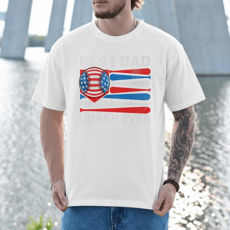 Best Dad Coach Ever Baseball Dad American Flag 4th Of July Premium Men T-Shirt Best Dad Coach Ever Baseball Dad American Flag 4th Of July Premium Men T-Shirt