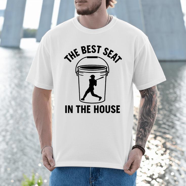 The Best Seat In The House Bucket Dad Baseball Dad Premium Men T-Shirt The Best Seat In The House Bucket Dad Baseball Dad Premium Men T-Shirt