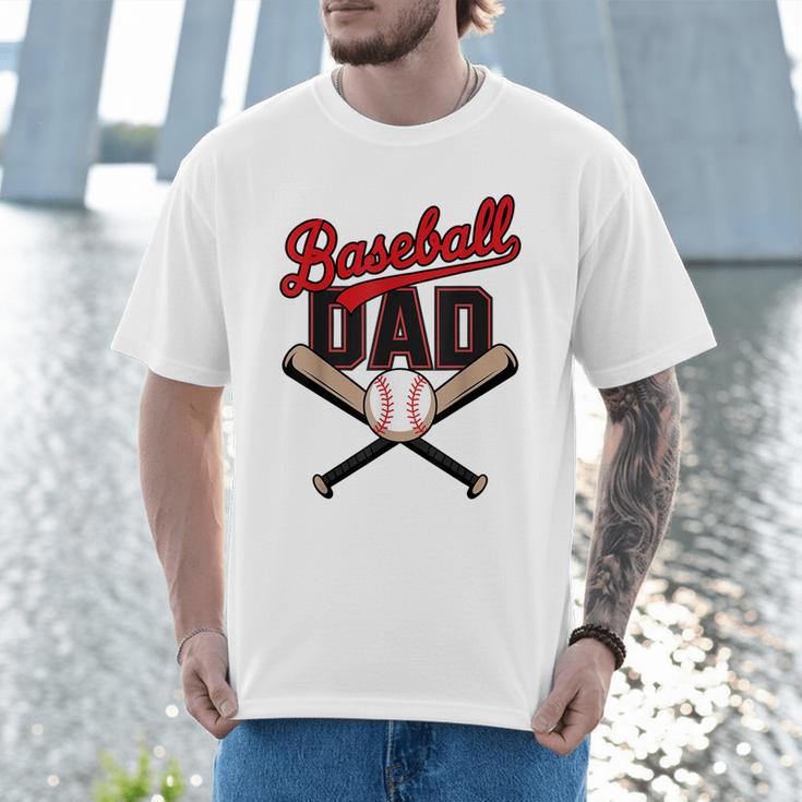 Father's Day Baseball Dad Daddy Vintage Game Day Boys Kids Men T-Shirt
