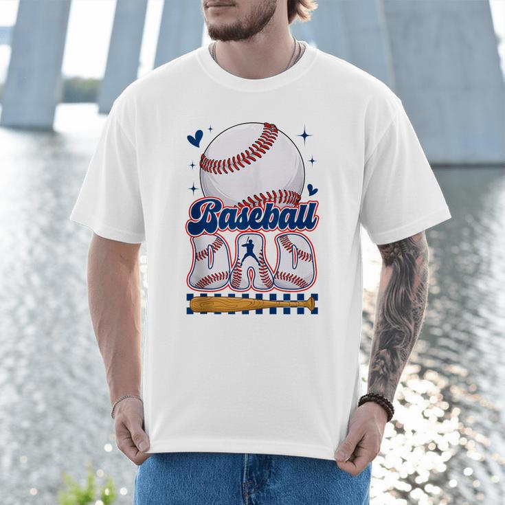 Groovy Baseball Dad Daddy Father Happy Fathers Day Men Guys Men T-Shirt