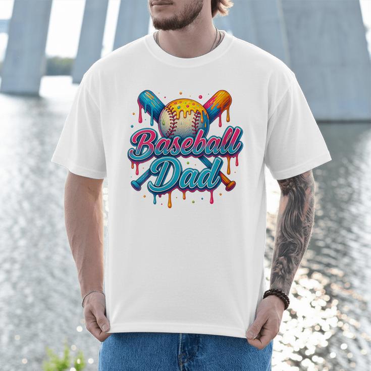 Retro Baseball Dad Dripping Ice Cream Father's Day Men T-Shirt