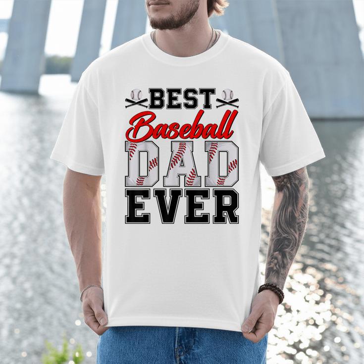 Retro Best Baseball Dad Ever Daddy Happy Fathers Day Men Men T-Shirt