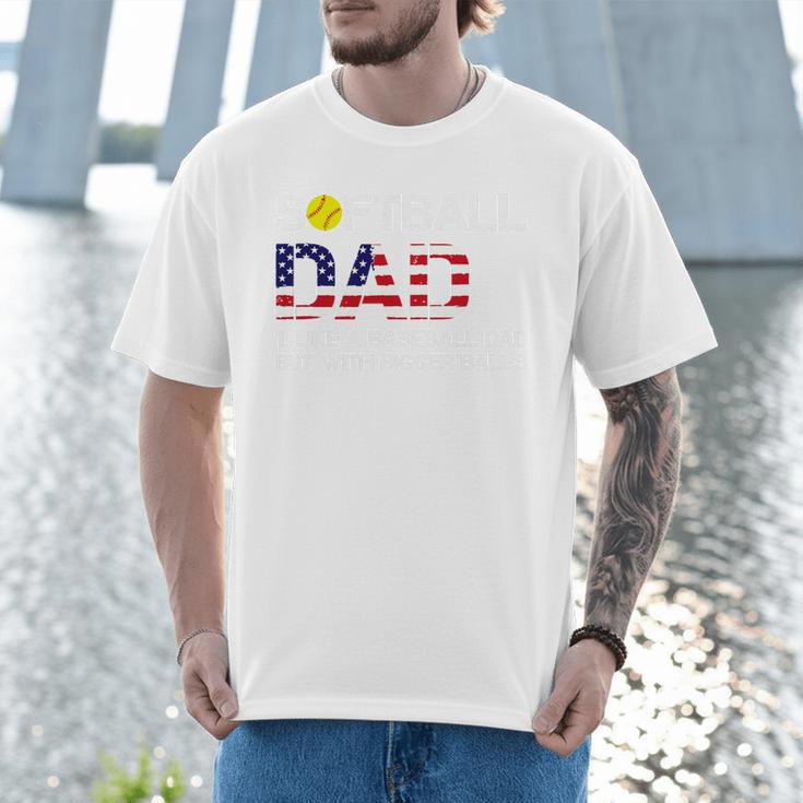 Softball Dad Like Baseball Dad But Bigger Balls Joke Premium Tri-Blend Men T-Shirt