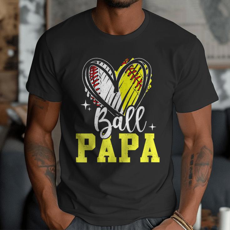 Ball Papa Softball Baseball Dad Daddy Men T-Shirt