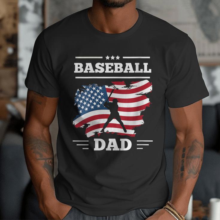 Baseball DAD American Flag Patriotic Father's Day Men T-Shirt