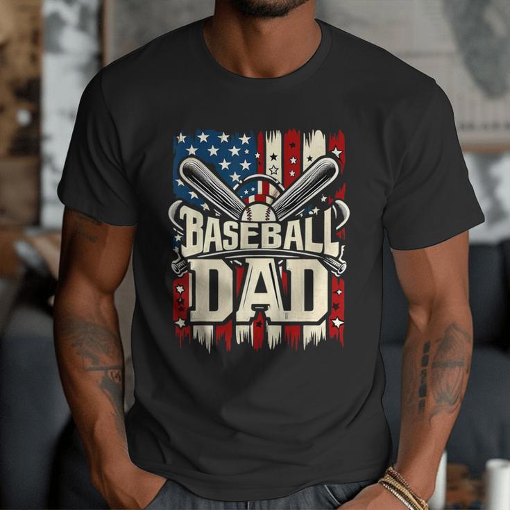 Baseball Dad American USA Flag Dada Men Baseball Fathers Day Men T-Shirt