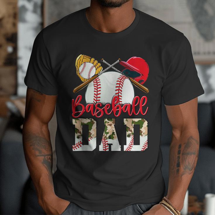 Baseball Dad Camo Husband Fathers Day Player Coach Dad Son Men T-Shirt