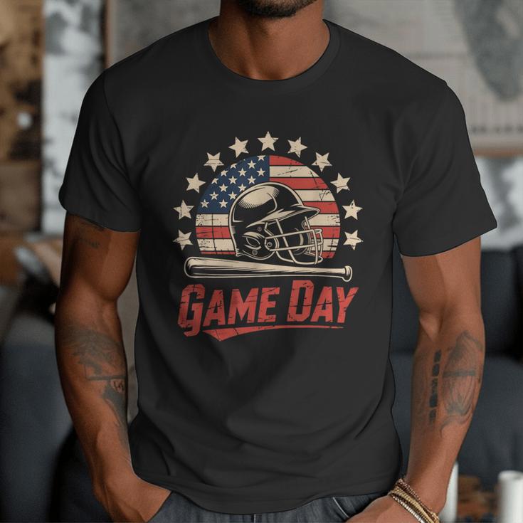 Baseball Dad Game Day USA Flag Men T-Shirt Baseball Dad Game Day USA Flag Men T-Shirt