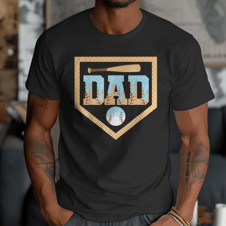 Baseball Dad Ice Cream Drip Home Plate Bat Cool Fathers Day Men T-Shirt Baseball Dad Ice Cream Drip Home Plate Bat Cool Fathers Day Men T-Shirt