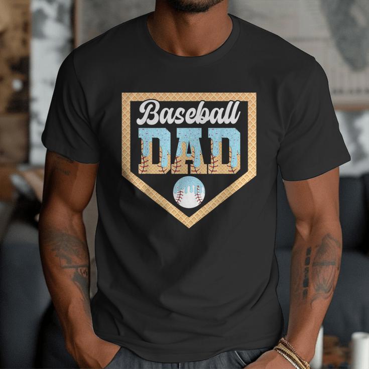 Baseball Dad Ice Cream Drip Home Plate Cool Fathers Day Men T-Shirt Baseball Dad Ice Cream Drip Home Plate Cool Fathers Day Men T-Shirt