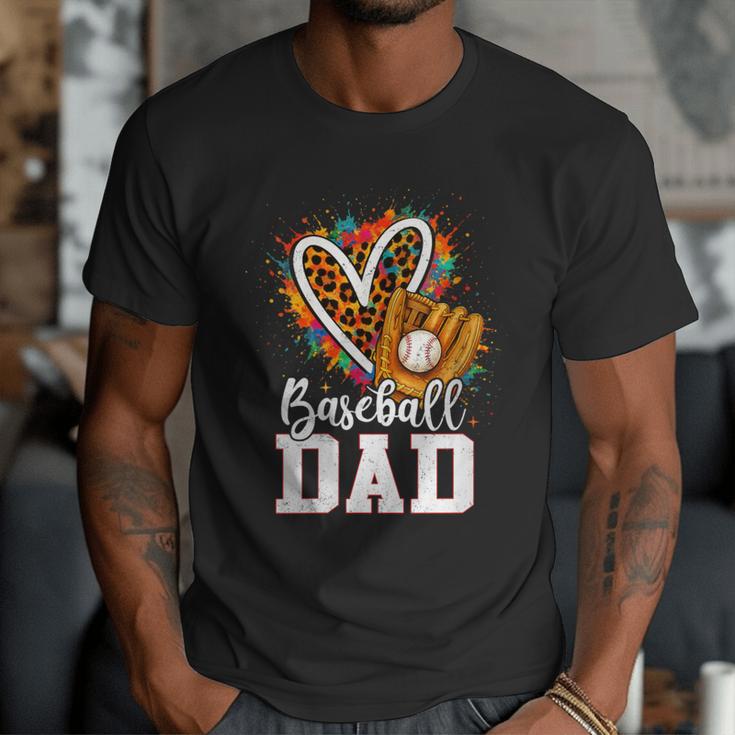 Baseball Dad Leopard Heart Colorful Men T-Shirt Baseball Dad Leopard Heart Colorful Men T-Shirt