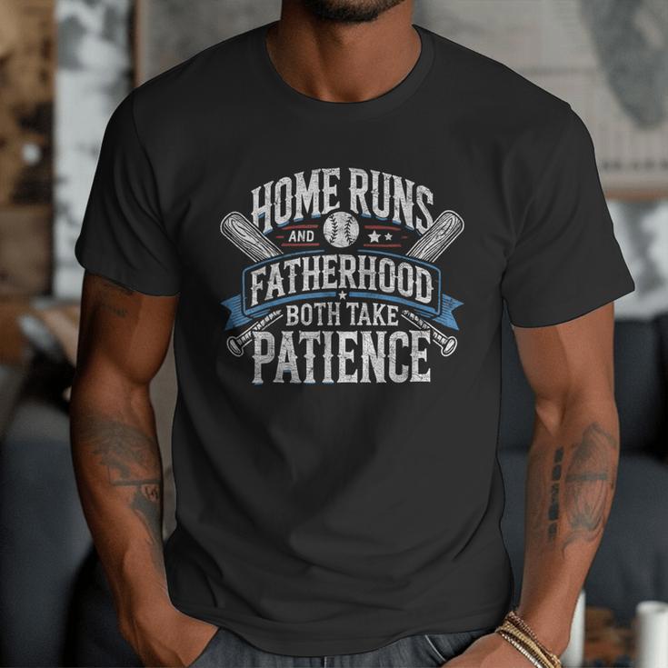 Baseball Dad Men Home Runs & Fatherhood Both Take Patience Men T-Shirt Baseball Dad Men Home Runs & Fatherhood Both Take Patience Men T-Shirt