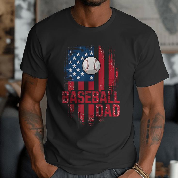 Baseball Dad USA American Flag 4th Of July Men T-Shirt