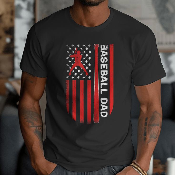 Baseball Dad Usa American Flag Patriotic Dad Father's Day Men T-Shirt