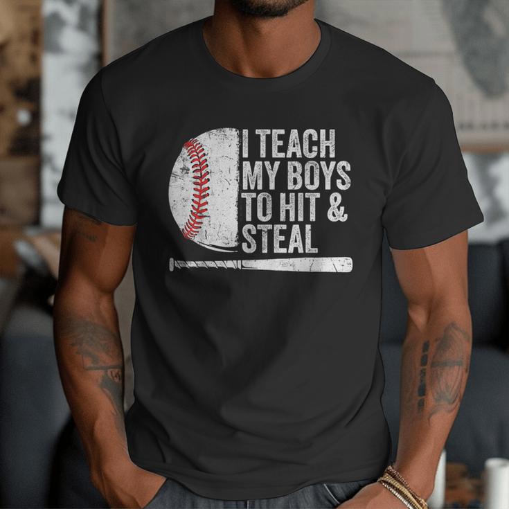 Baseball Dads Baseball Dad I Teach My Boys To Hit And Steal Men T-Shirt Baseball Dads Baseball Dad I Teach My Boys To Hit And Steal Men T-Shirt