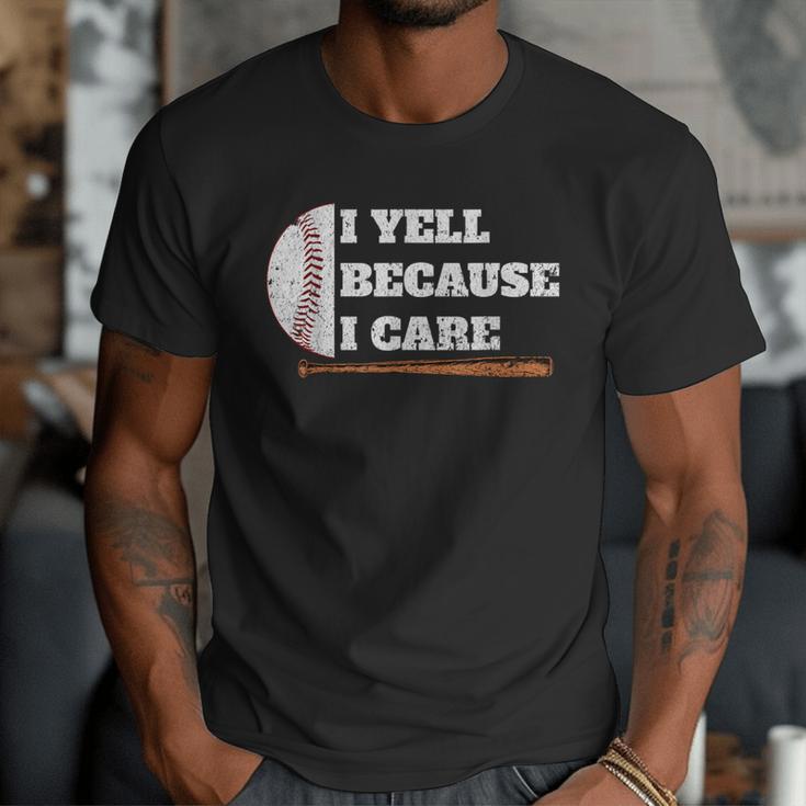 Baseball Fans I Yell Because I Care Baseball Daddys Men T-Shirt Baseball Fans I Yell Because I Care Baseball Daddys Men T-Shirt