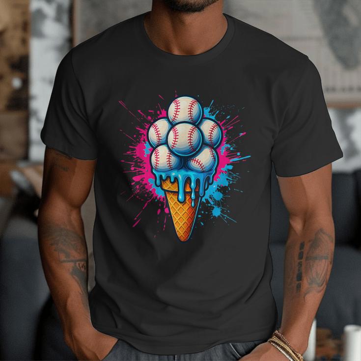 Baseball Ice Cream Drip Baseball Dad Sports Fan Youth Boys Men T-Shirt Baseball Ice Cream Drip Baseball Dad Sports Fan Youth Boys Men T-Shirt
