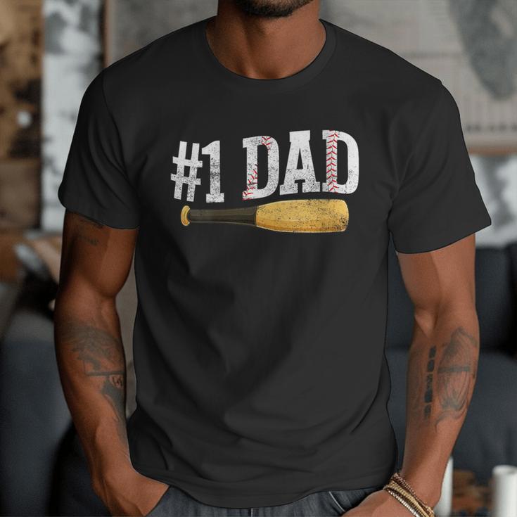 Baseball Player Dad Papa Number One Baseball Dad Fathers Day Men T-Shirt