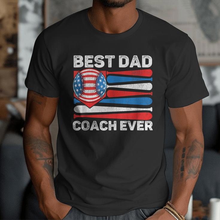 Best Dad Coach Ever Baseball Dad American Flag 4th Of July Men T-Shirt Best Dad Coach Ever Baseball Dad American Flag 4th Of July Men T-Shirt