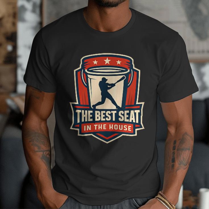 The Best Seat In The House Bucket Dad Baseball Dad Men T-Shirt The Best Seat In The House Bucket Dad Baseball Dad Men T-Shirt