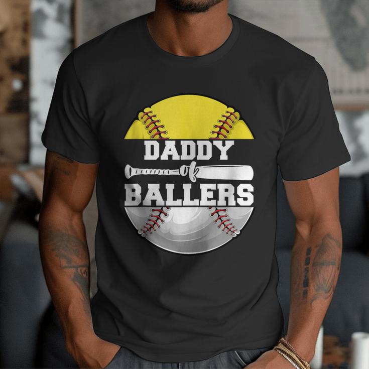Daddy Of Ballers Softball Baseball Dad Men T-Shirt Daddy Of Ballers Softball Baseball Dad Men T-Shirt