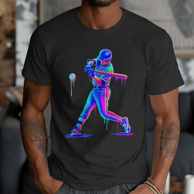 Ice Cream Drip Melting Baseball Bat Player Baseball Dad Men T-Shirt