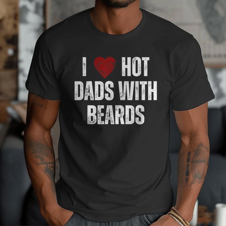 I Love Hot Baseball Dads With Beards Red Hearts Men T-Shirt