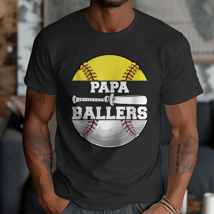 Papa Of Ballers Softball Baseball Dad Men T-Shirt Papa Of Ballers Softball Baseball Dad Men T-Shirt
